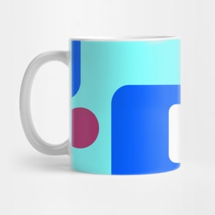 Retro Abstract Dream Space Blue Magenta White on Bright Teal Mug